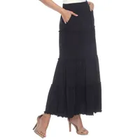 White Mark Womens Mid Rise Long Full Skirt