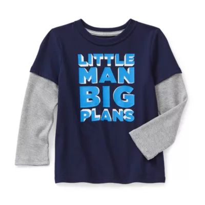 Okie Dokie Toddler Boys Crew Neck Long Sleeve Graphic Doubler