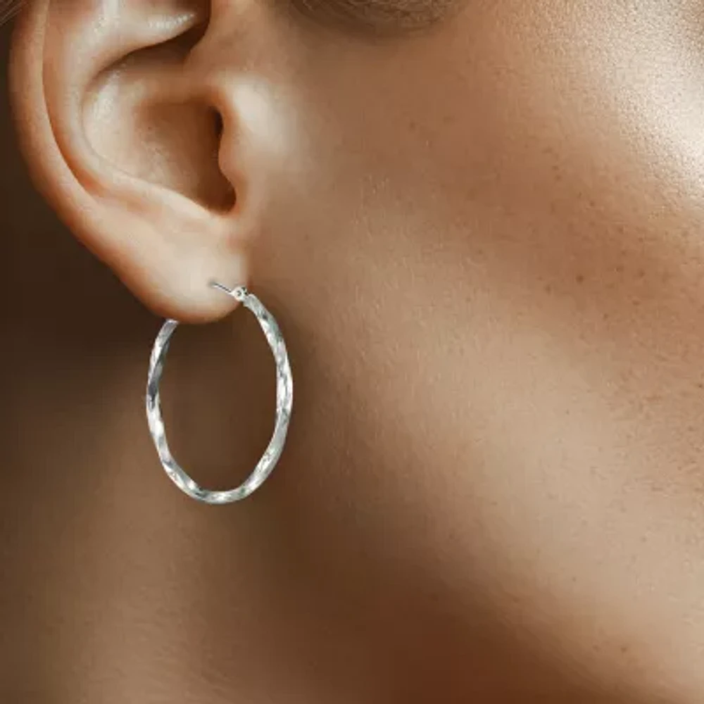 Twist Hoop Earrings 14K White Gold