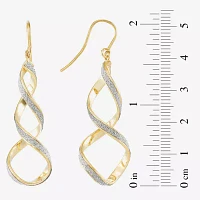 14K Yellow Gold Twisted Glitter Drop Earrings