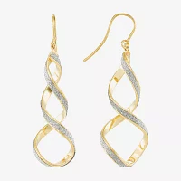 14K Yellow Gold Twisted Glitter Drop Earrings