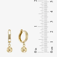 14K Yellow Gold 22.4mm Hinged Hoop w/Ball Drop Earrings