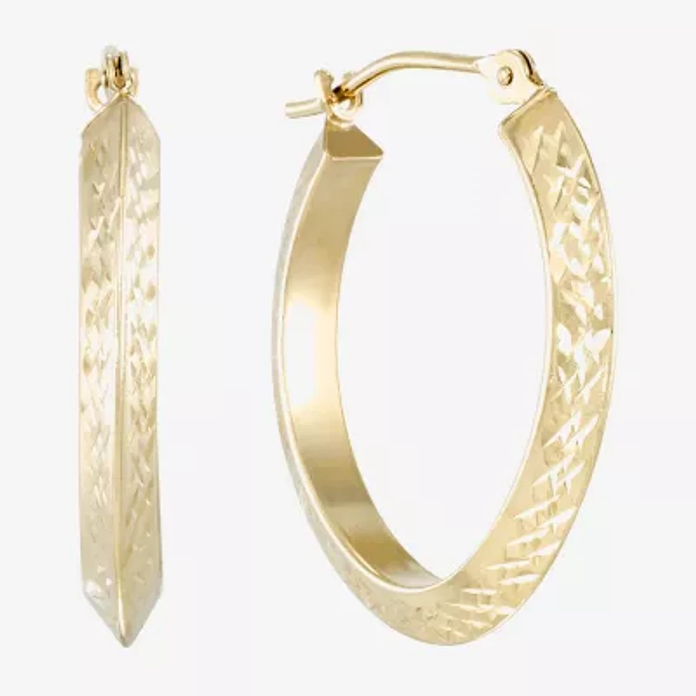 Diamond-Cut 14K Yellow Gold 22.95mm Knife-Edge Hoop Earrings