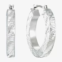 14K White Gold 19.65mm Square-Edge Hoop Earrings