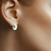 14K White Gold 12.5mm Hinged Hoop Earrings