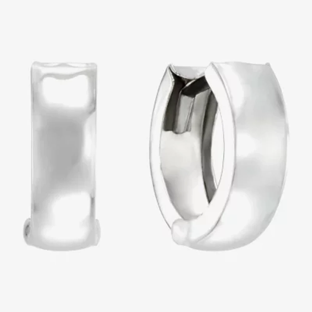 14K White Gold 12.5mm Hinged Hoop Earrings