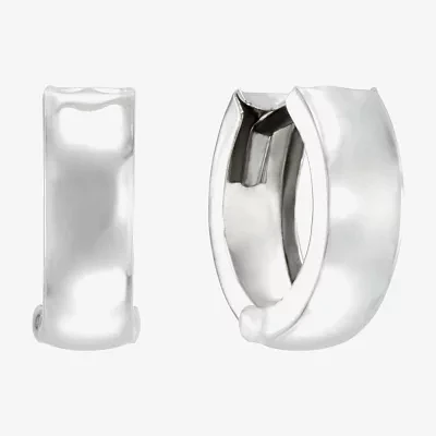 14K White Gold 12.5mm Hinged Hoop Earrings
