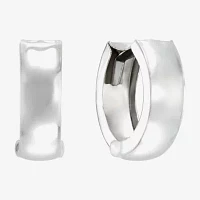 14K White Gold 12.5mm Hinged Hoop Earrings