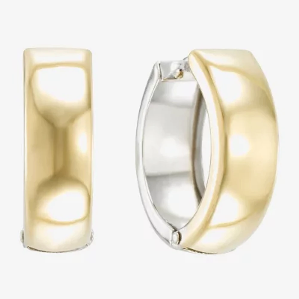 Womens 18K Two Tone Gold 14.2mm Hoop Earrings