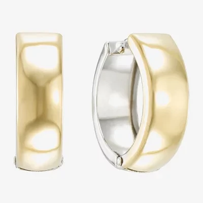 Womens 18K Two Tone Gold 14.2mm Hoop Earrings