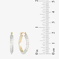 Two Tone 14K Gold Diamond-Cut Knife Edge Hoop Earrings