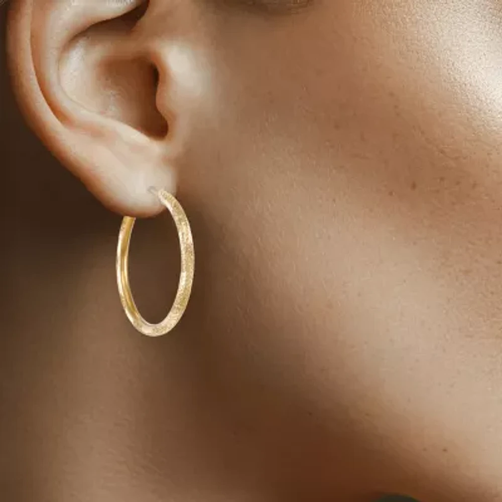 Diamond-Cut Candy Stripe Hoop Earrings 10K Gold