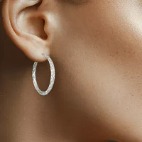 Notched Hoop Earrings 14K White Gold