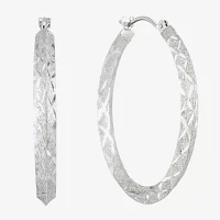 Notched Hoop Earrings 14K White Gold