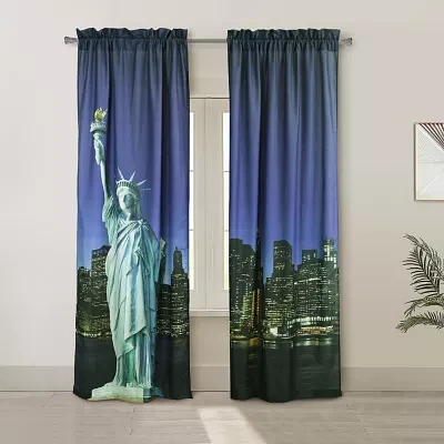 Photo Real Rod Pocket Light-Filtering Set of 2 Curtain Panels