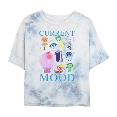 Juniors Current Mood Cropped Tee Womens Crew Neck Short Sleeve Inside Out Graphic T-Shirt