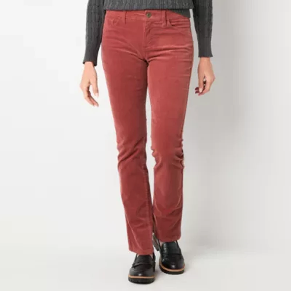 St. John's Bay Womens Mid Rise Straight Corduroy Pant