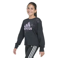 adidas Big Girls Crew Neck Long Sleeve Graphic T-Shirt