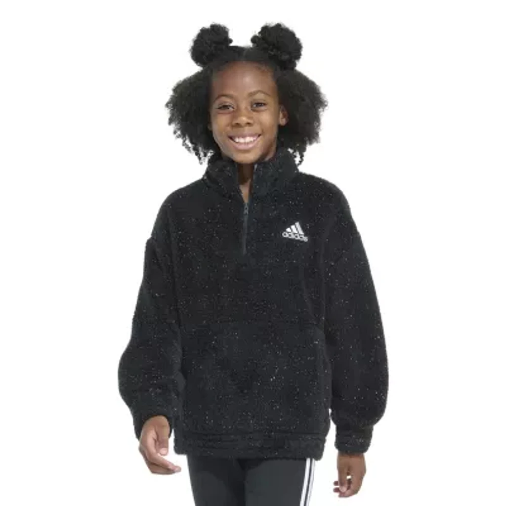 adidas Big Girls Embroidered Mock Neck Long Sleeve Sweatshirt