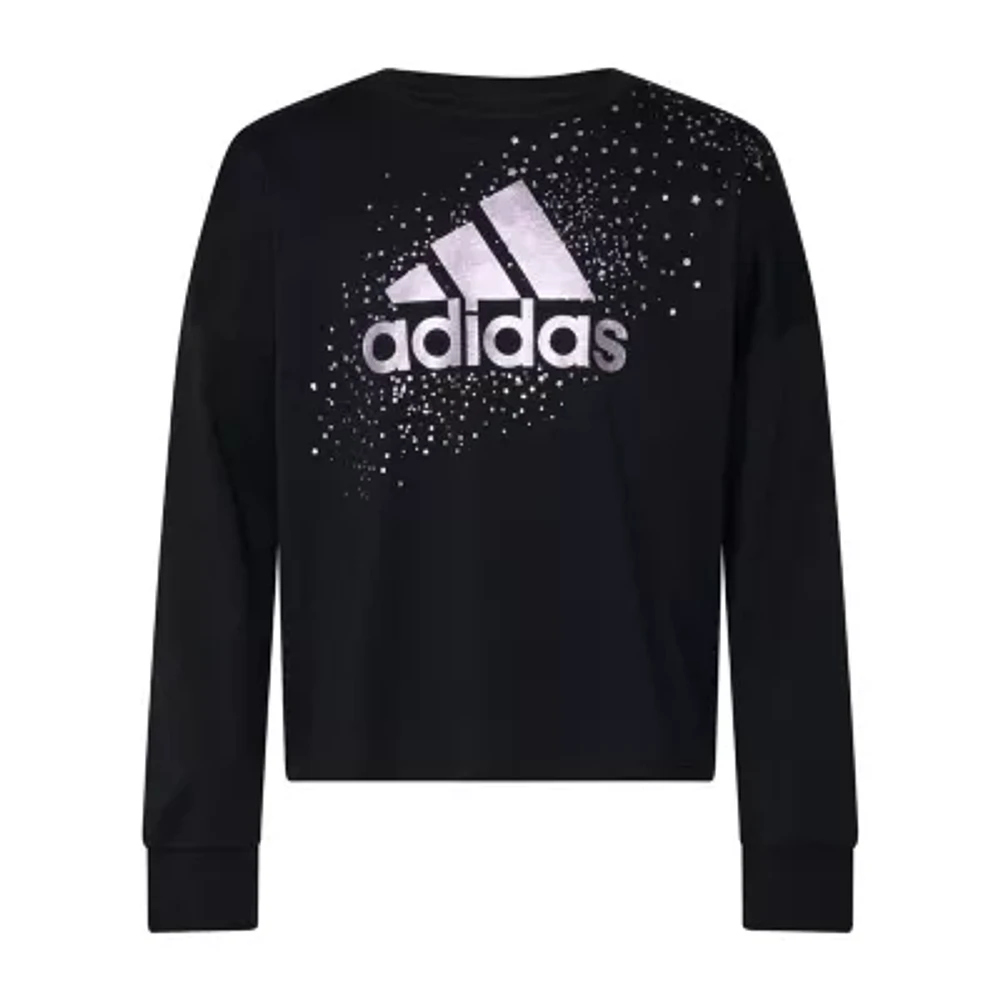 adidas Big Girls Crew Neck Long Sleeve Graphic T-Shirt