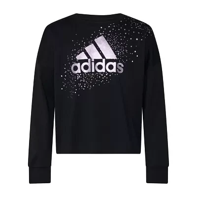 adidas Big Girls Crew Neck Long Sleeve Graphic T-Shirt