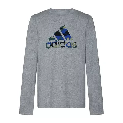 adidas Big Boys Crew Neck Long Sleeve Graphic T-Shirt