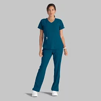 Skechers Sk201 Reliance 3-Pocket Mid-Rise Straight Leg Womens Petite Tag Free Stretch Fabric Moisture Wicking Scrub Pants