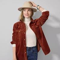 a.n.a Corduroy Womens Long Sleeve Oversized Button-Down Shirt