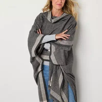 Liz Claiborne Plaid Wrap With Border