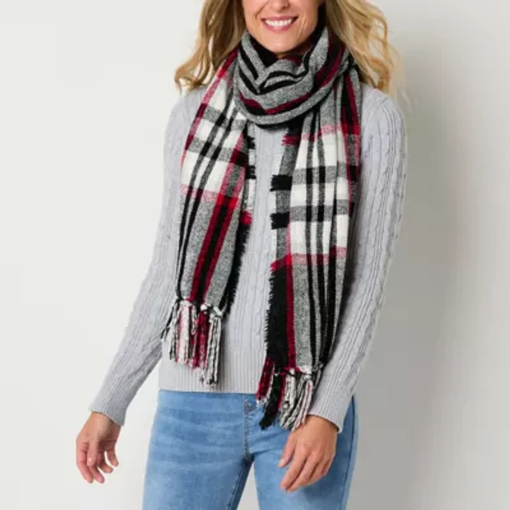 St. John's Bay Chanille Plaid Oblong Scarf