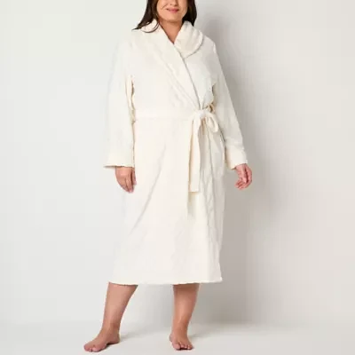 Liz Claiborne Womens Plus Fleece Long Sleeve Long Length Robe