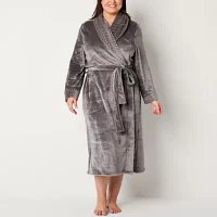 Liz Claiborne Womens Plus Fleece Long Sleeve Length Robe