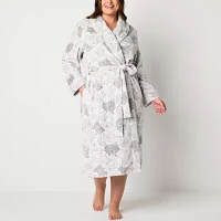 Liz Claiborne Womens Plus Fleece Long Sleeve Length Robe