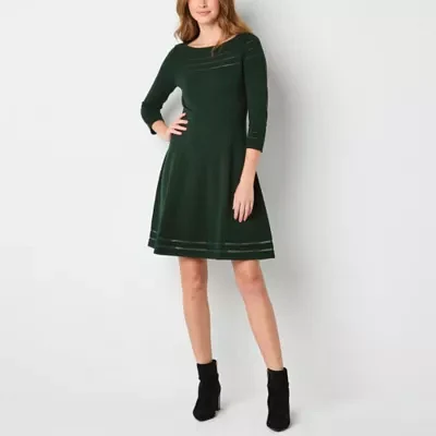 Jessica Howard Womens 3/4 Sleeve Sweater Dress