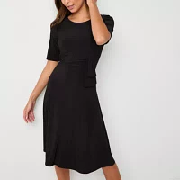 Perceptions Womens Short Sleeve Fit + Flare Dress