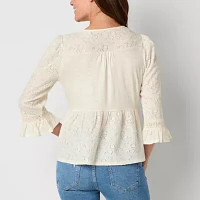 Frye and Co. Womens V Neck 3/4 Sleeve Blouse