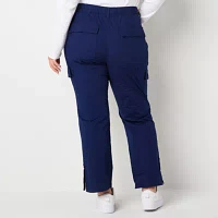 St. John's Bay Womens Mid Rise Stretch Fabric Straight Cargo Pant-Plus