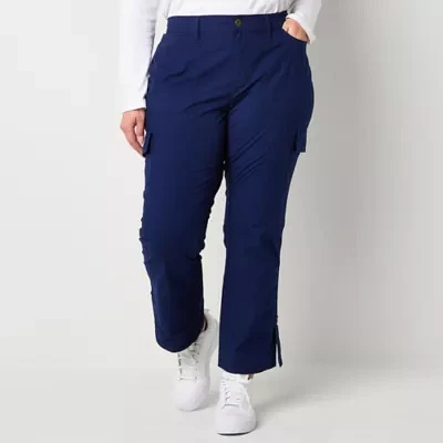 St. John's Bay Womens Mid Rise Stretch Fabric Straight Cargo Pant-Plus