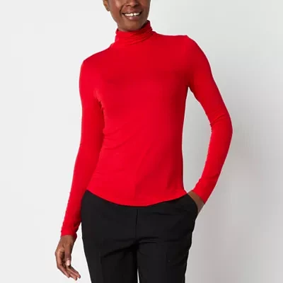 Worthington Womens Long Sleeve Turtleneck Top