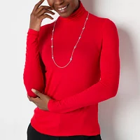 Worthington Womens Long Sleeve Turtleneck Top