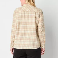 a.n.a Plaid Womens Long Sleeve Blouse