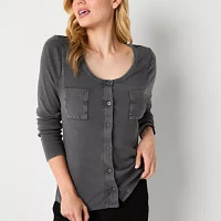 a.n.a Ribbed Womens Round Neck Long Sleeve T-Shirt