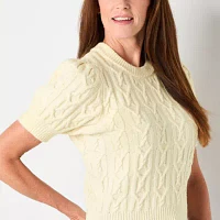 St. John's Bay Womens Crew Neck Elbow Sleeve Pullover Sweater