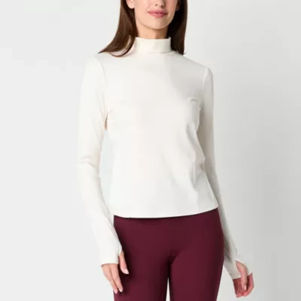 Stylus Womens Long Sleeve Mock Neck Top