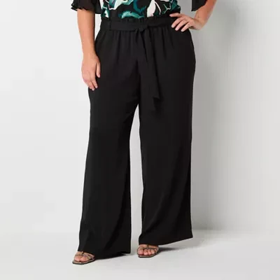 Bold Elements-Plus Womens High Rise Wide Leg Pull-On Pants