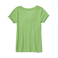 Thereabouts Little & Big Girls Rib V Neck Short Sleeve T-Shirt