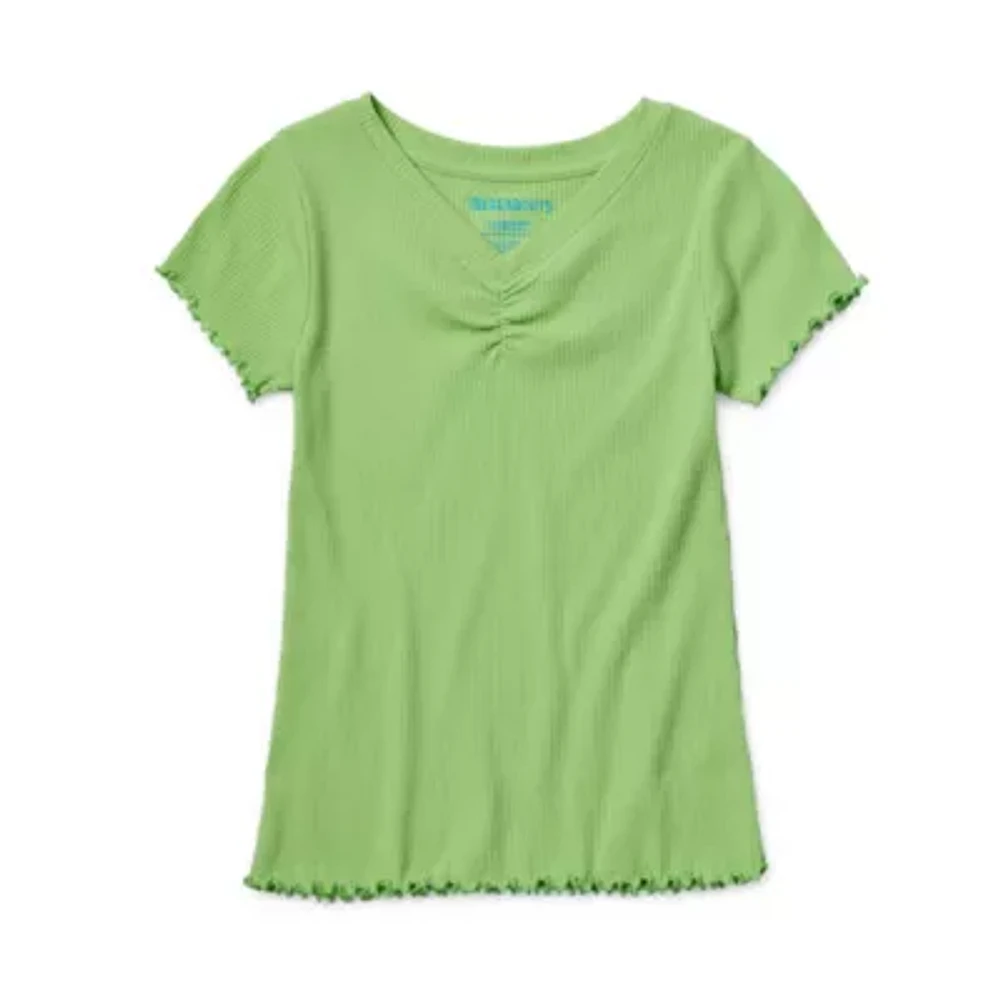 Thereabouts Little & Big Girls Rib V Neck Short Sleeve T-Shirt