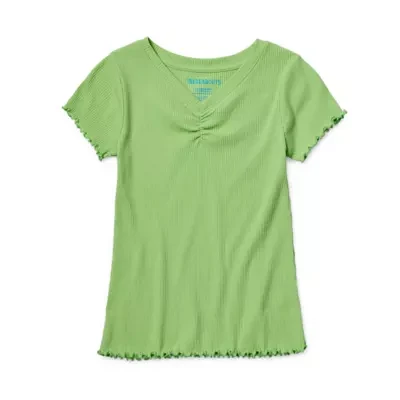 Thereabouts Little & Big Girls Rib V Neck Short Sleeve T-Shirt