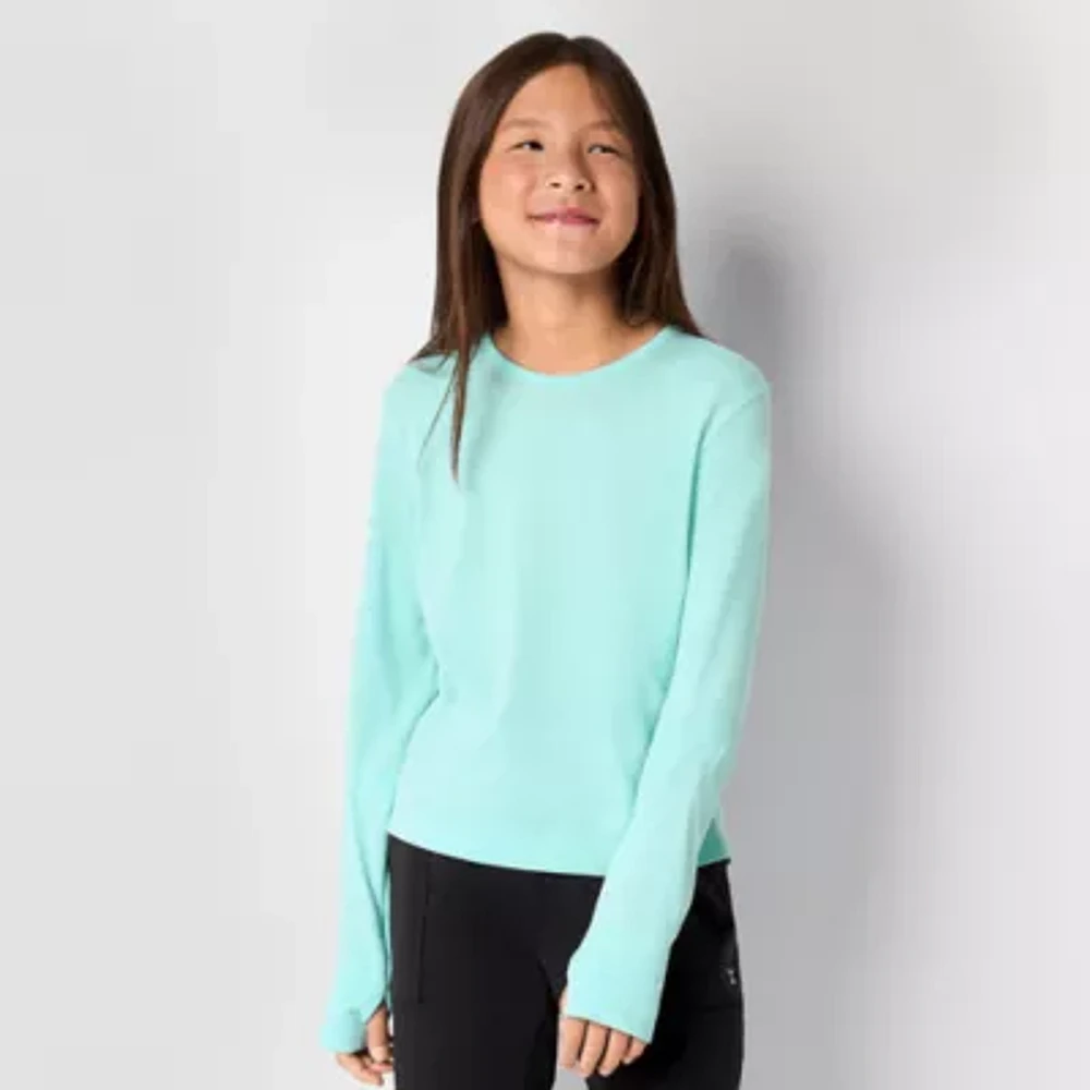 Xersion Little & Big Girls Seamless Crew Neck Long Sleeve T-Shirt