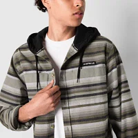 Airwalk Mens Hooded Long Sleeve Flannel Shirt